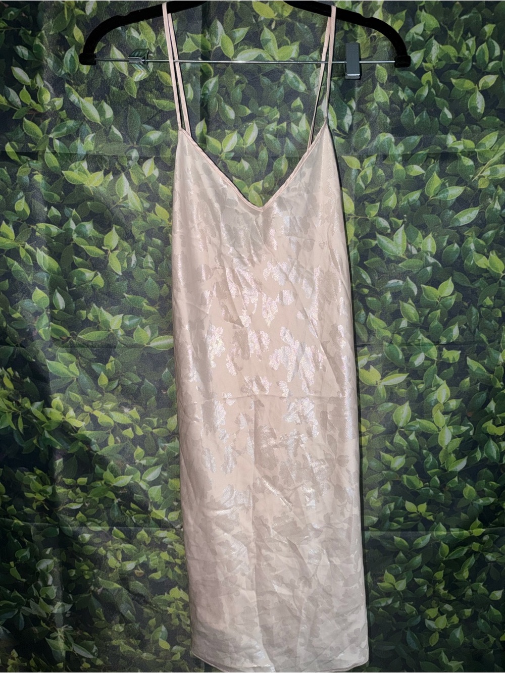 Victoria's Secret Cream Satin Slip Dress with Jacquard